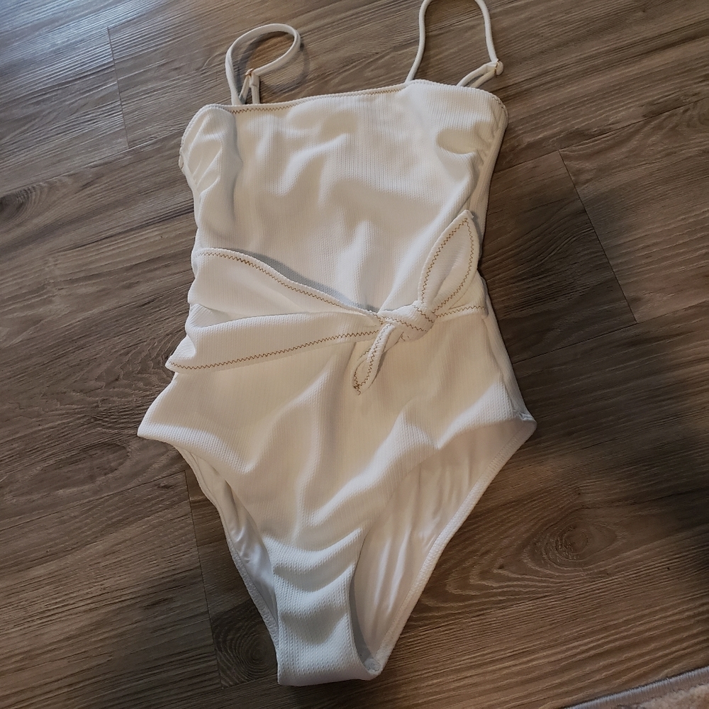 Kaia Tie Side One-Piece Swimsuit Ivory - Picture 10 of 12